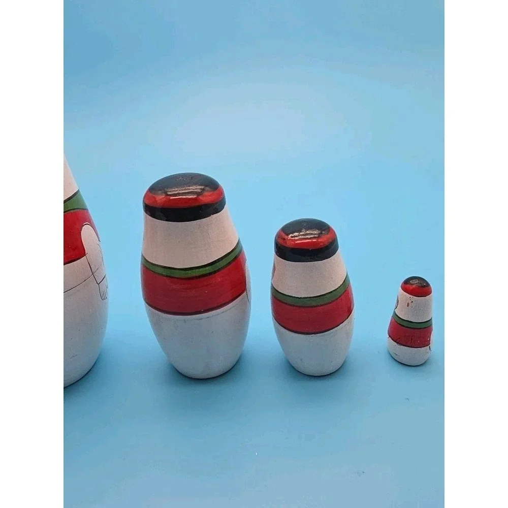 Vtg Nesting Dolls Vintage Wooden Snowman Family Set Of 4 Graduated Sizes Holiday